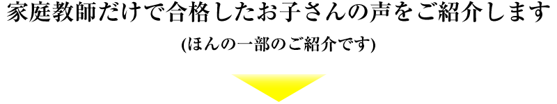 実績に家庭教師だけで合格したお子さんの声をご紹介します